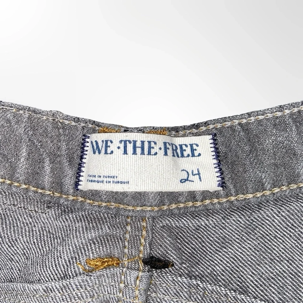We The Free Lucky You Mid Rise Barrel Jeans Women's Size 24 Gray Acid Wash Denim